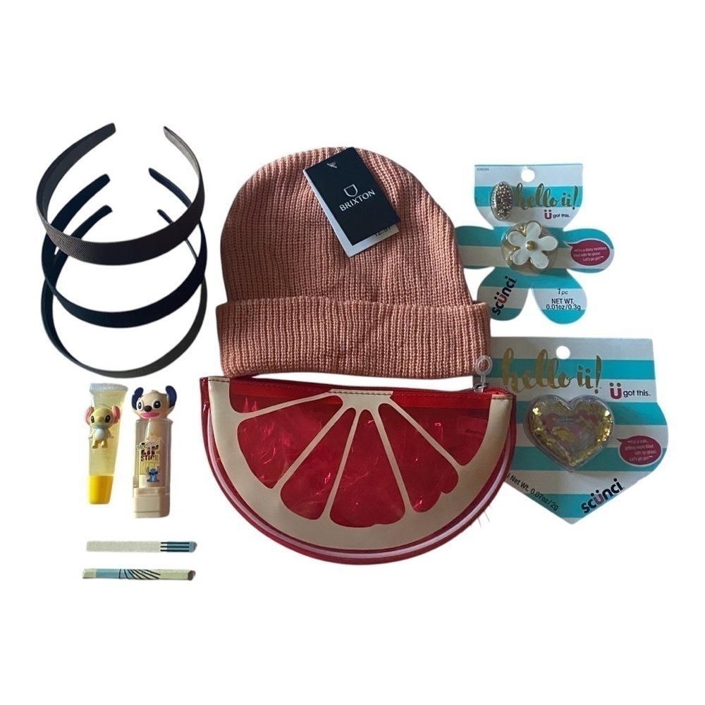 #142-NWT-GIRLS ACCESSORIES BUNDLE-8 ITEMS-BRIXTON, STITCH, SCUNCI
